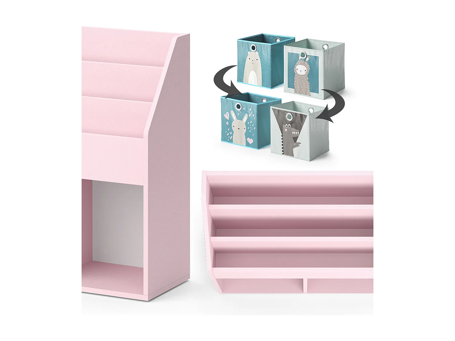 Bibliothèque enfant rose 72x30.7x79 luigi