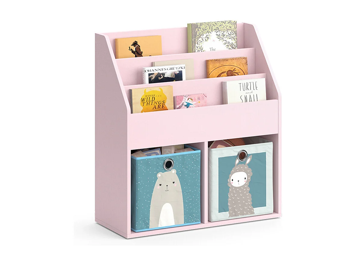 Bibliothèque enfant rose 72x30.7x79 luigi