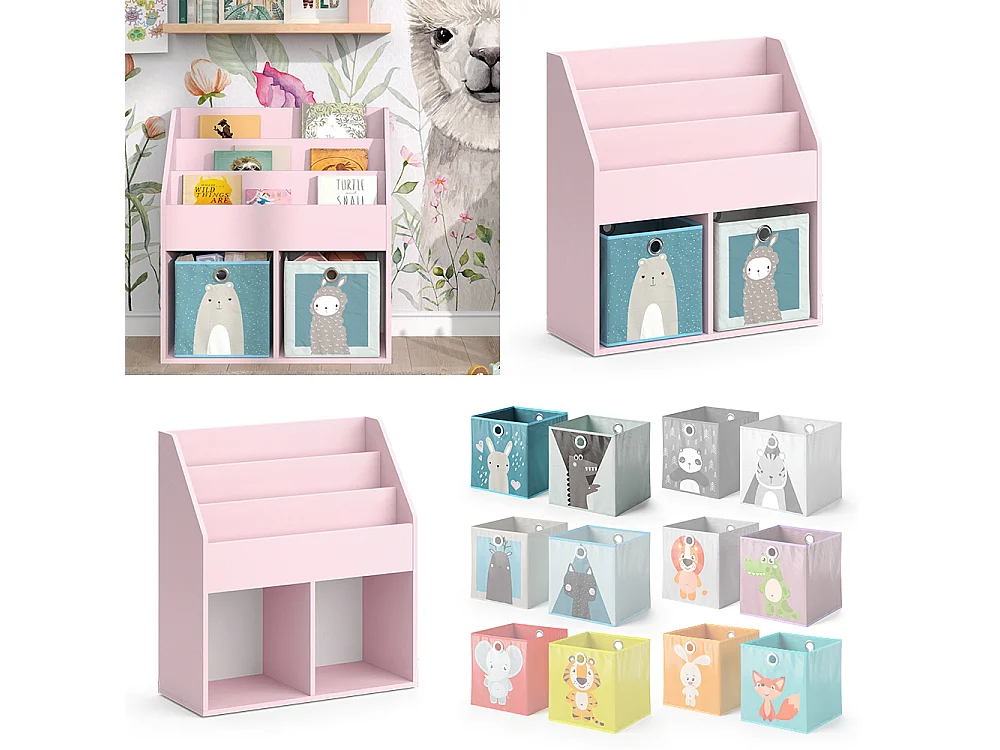 Bibliothèque enfant rose 72x30.7x79 luigi