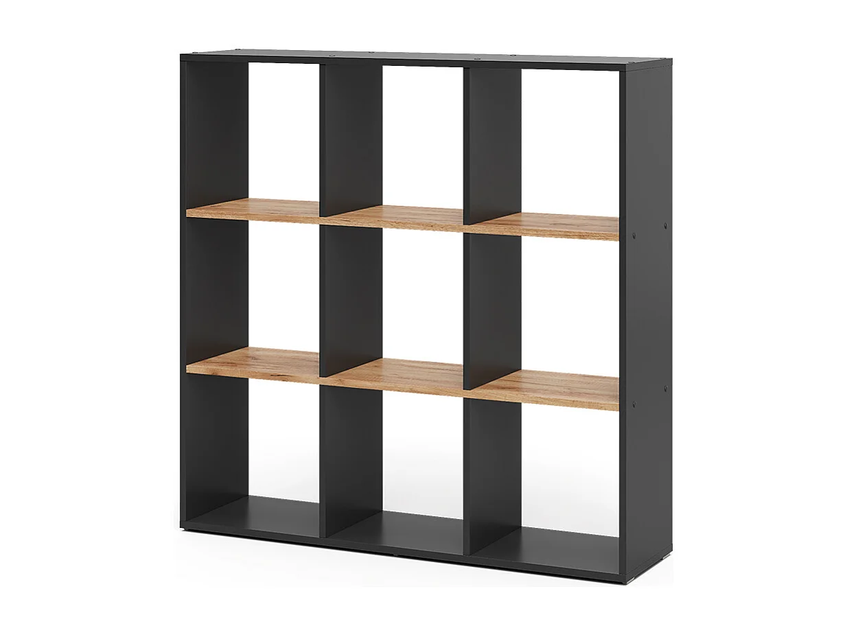 Meuble de rangement cube anthracite/chêne doré 107.2x29x107.8 nove
