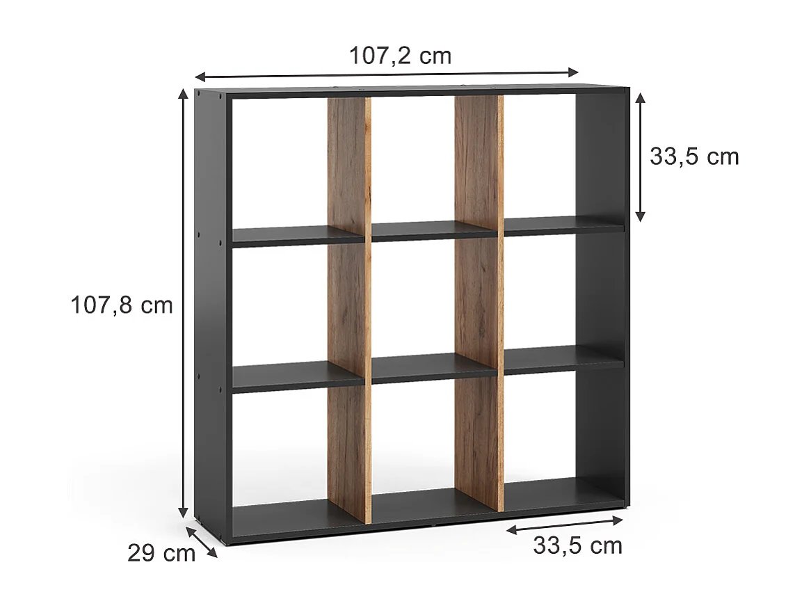 Meuble de rangement cube anthracite/chêne doré 107.2x29x107.8 nove