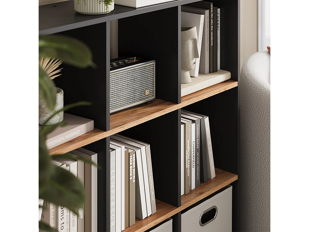 Meuble de rangement cube anthracite/chêne doré 107.2x29x107.8 nove