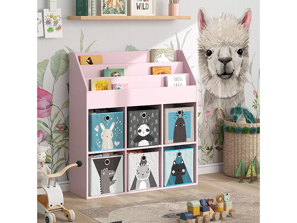 Bibliothèque enfant rose 107.2x31.2x114.2 luigi