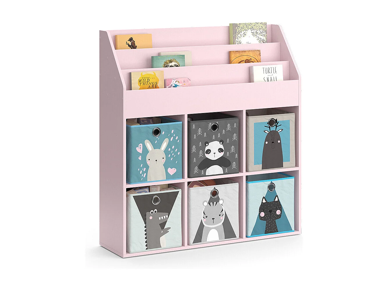 Bibliothèque enfant rose 107.2x31.2x114.2 luigi