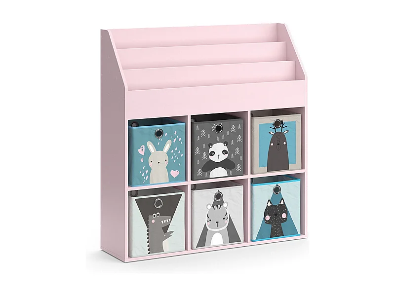 Bibliothèque enfant rose 107.2x31.2x114.2 luigi