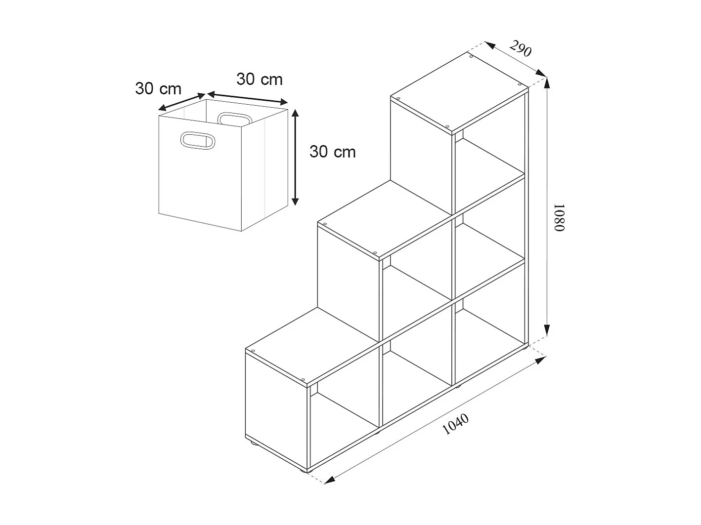 Treppenregal antikholz 107.2x29x107.8