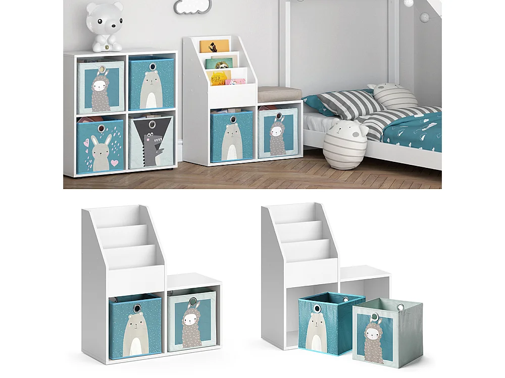 Bibliothèque enfant blanc 30.9x72x79 luigi