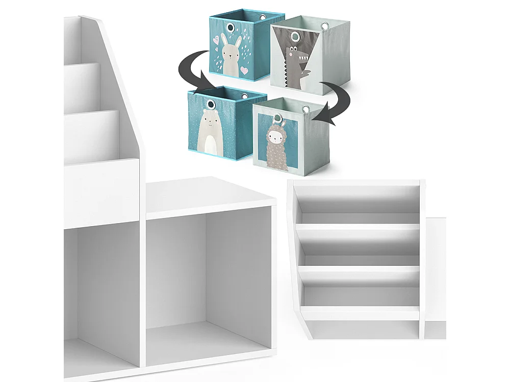 Bibliothèque enfant blanc 30.9x72x79 luigi