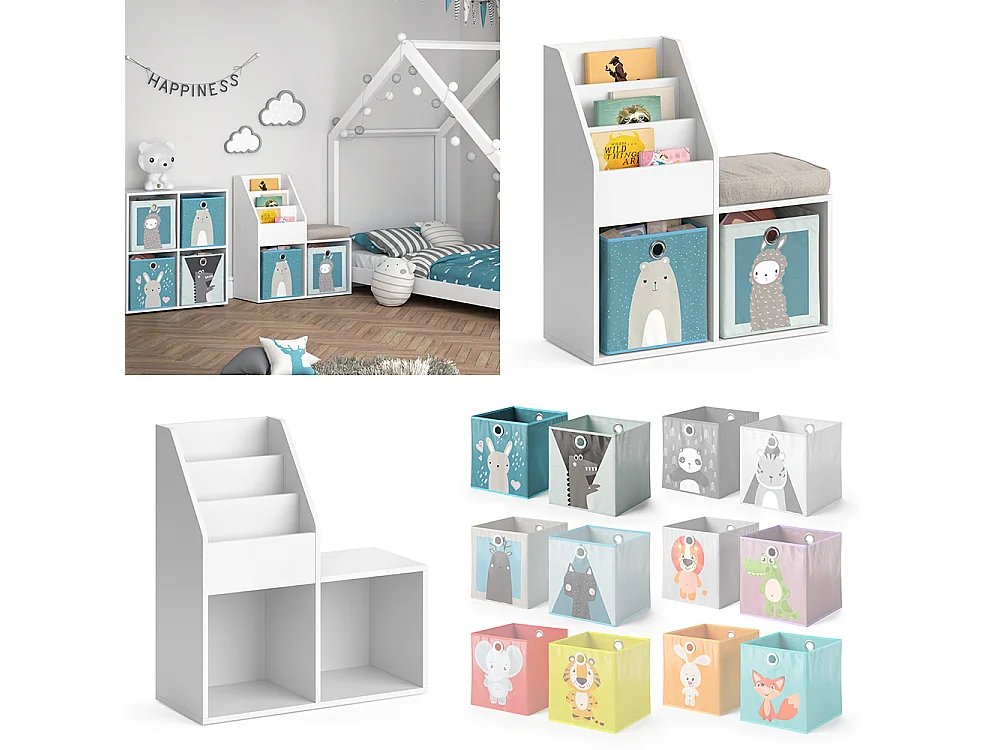 Bibliothèque enfant blanc 30.9x72x79 luigi