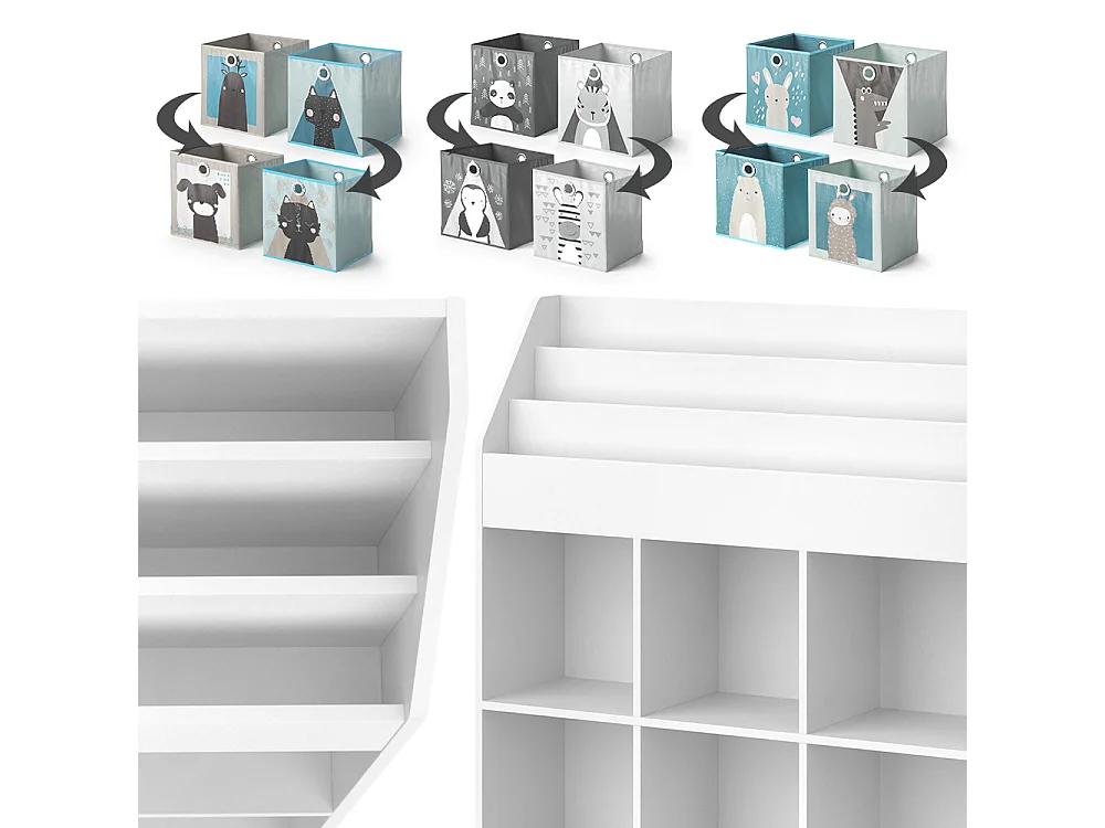 Bibliothèque enfant blanc 107.2x31.2x114.2 luigi