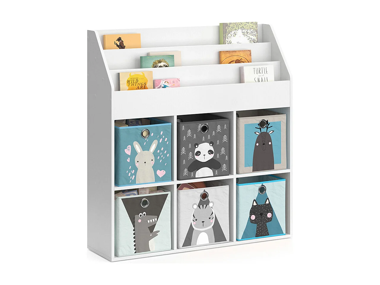 Bibliothèque enfant blanc 107.2x31.2x114.2 luigi