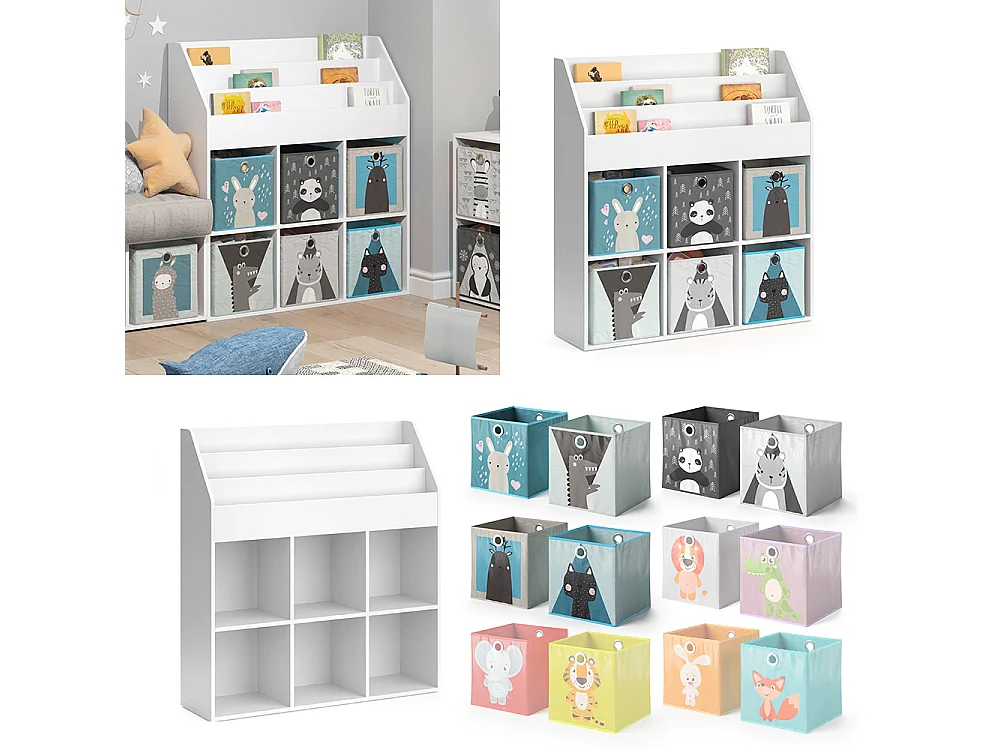 Bibliothèque enfant blanc 107.2x31.2x114.2 luigi