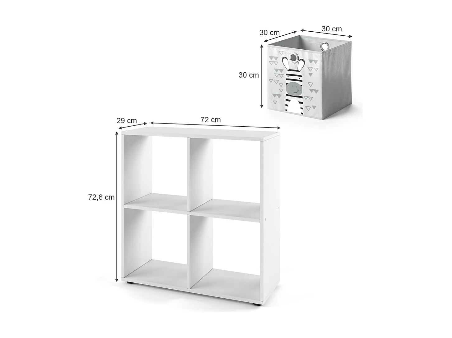 Bibliothèque enfant blanc 72.6x29x72 tetra