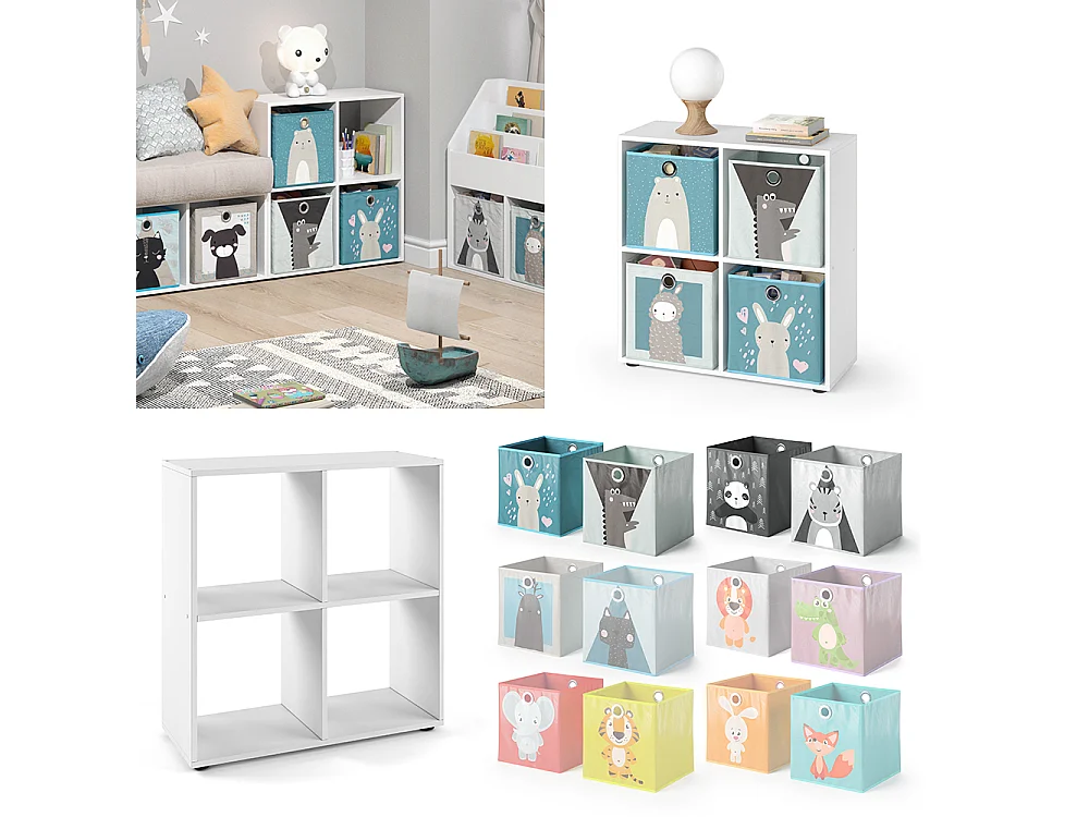 Bibliothèque enfant blanc 72.6x29x72 tetra