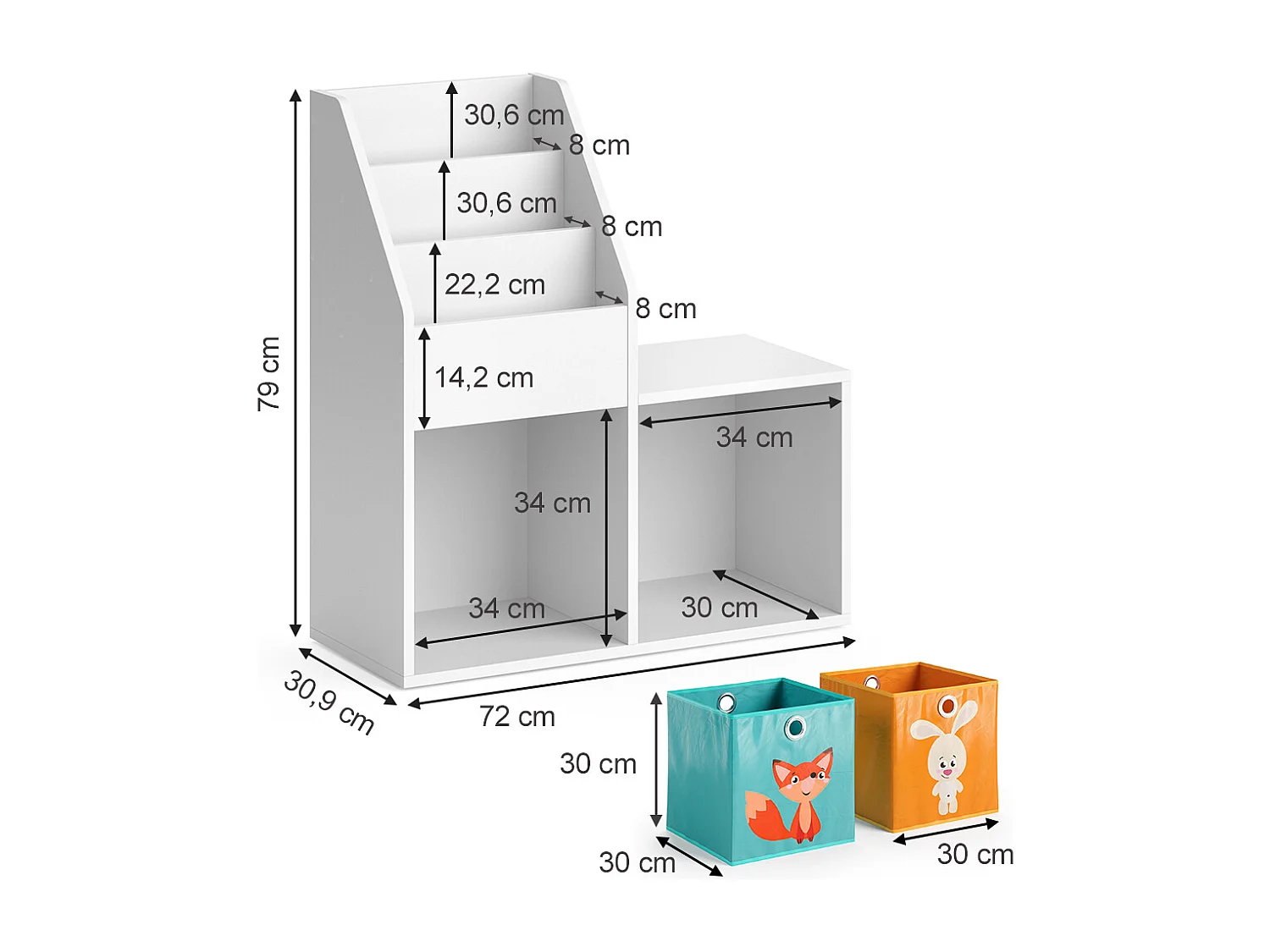 Kinderregal weiß 72x30.9x79 luigi