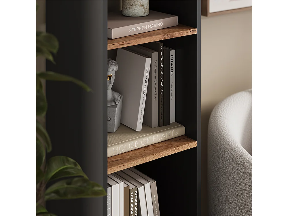 Meuble de rangement cube anthracite/chêne doré 36.8x33.8x144.9 ludus