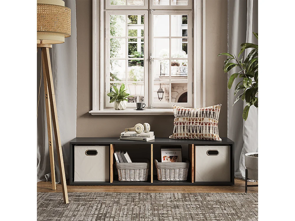 Meuble de rangement cube anthracite/chêne doré 36.8x33.8x144.9 ludus