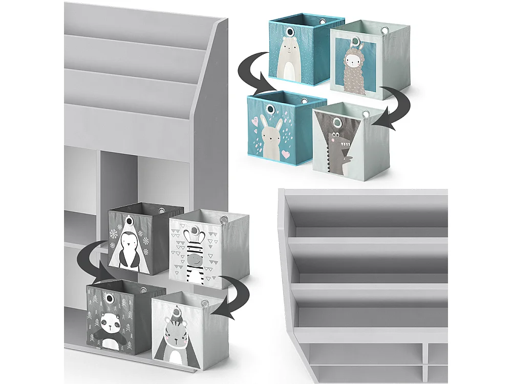 Bibliothèque enfant gris 72x31.2x114.2 luigi