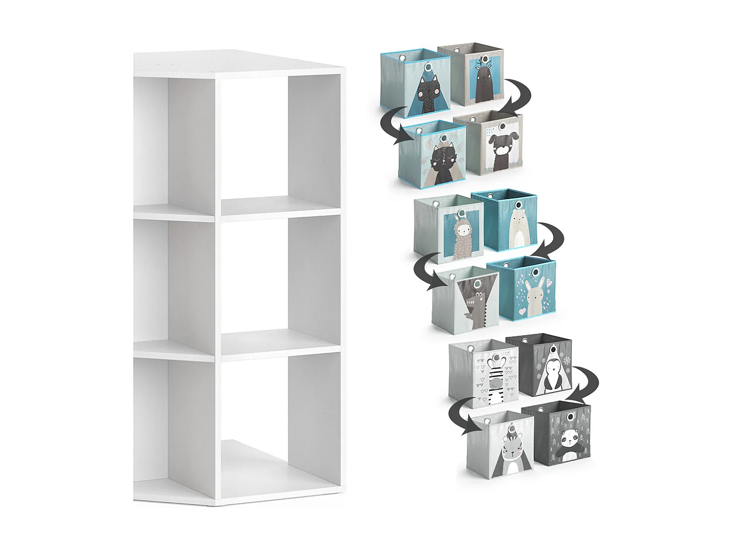 Bibliothèque enfant blanc 64x64x107.8 luigi