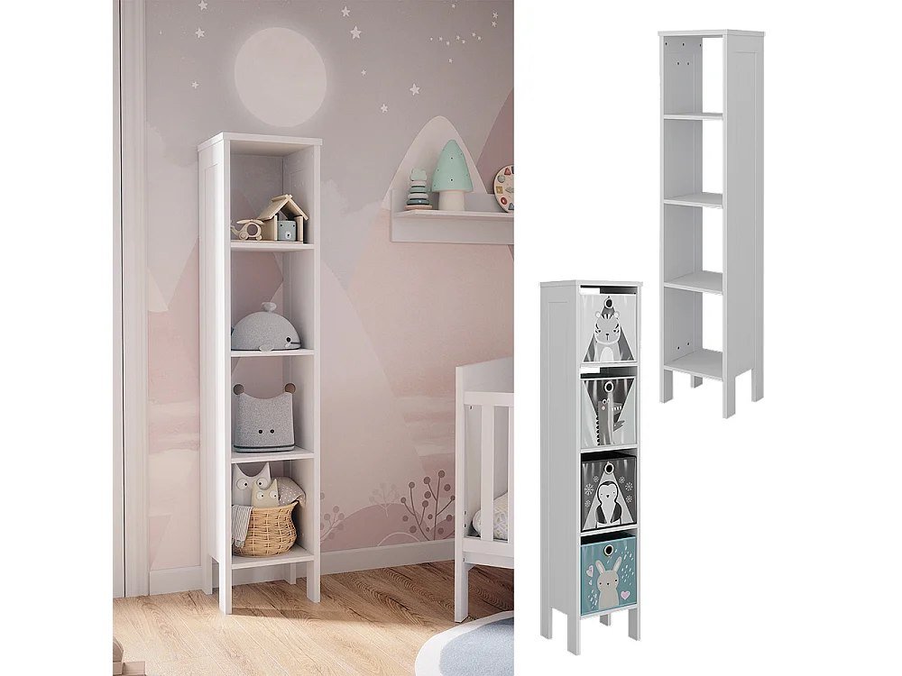 Étagère pour enfants blanc 35.2x30.6x159.5 ajaton