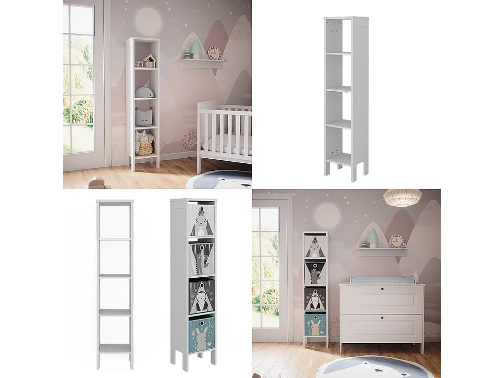 Étagère pour enfants blanc 35.2x30.6x159.5 ajaton