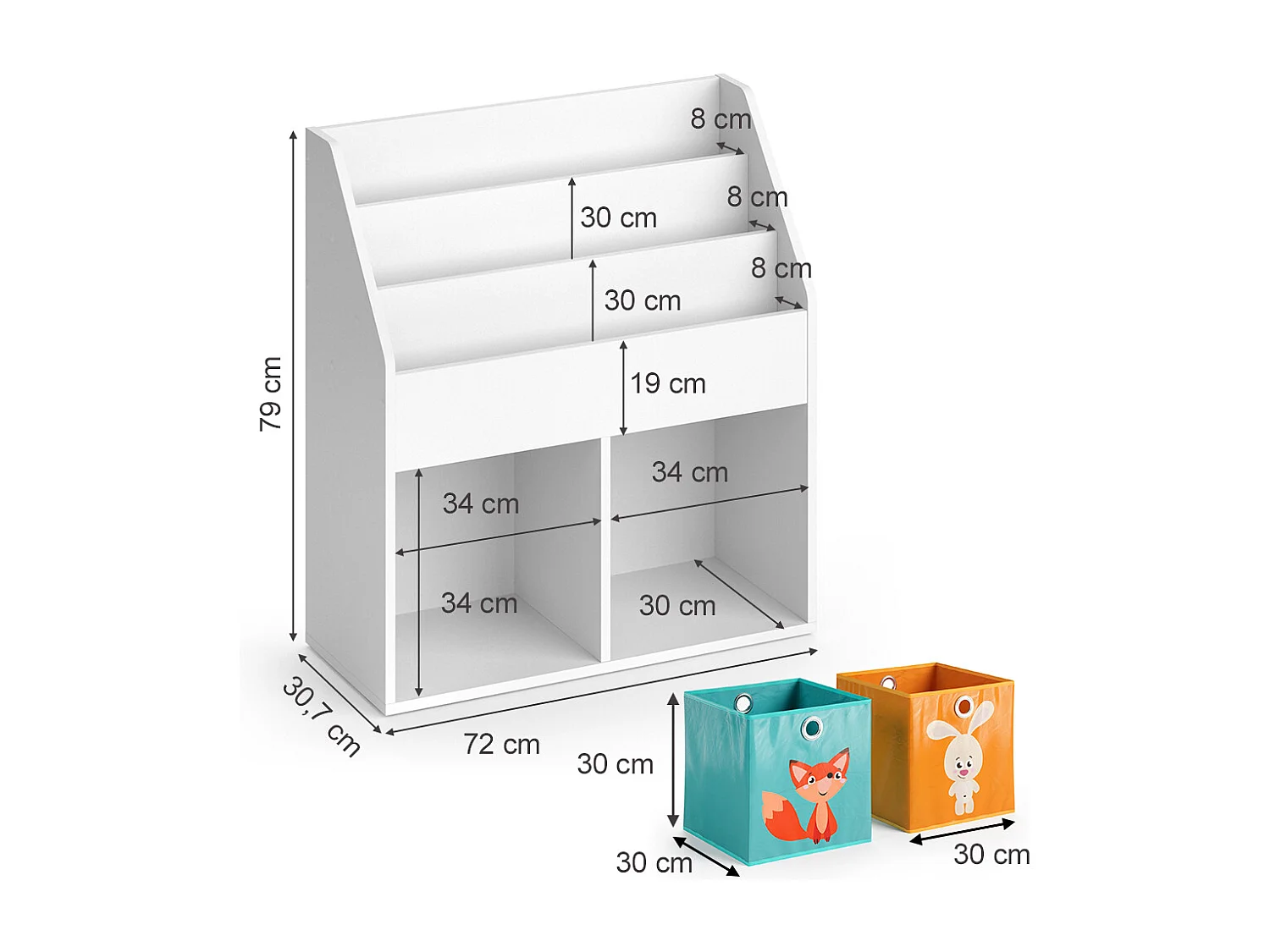 Libreria bambini bianco 72x30.7x79 luigi