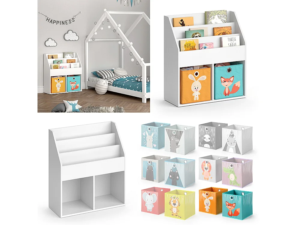 Bibliothèque enfant blanc 72x30.7x79 luigi