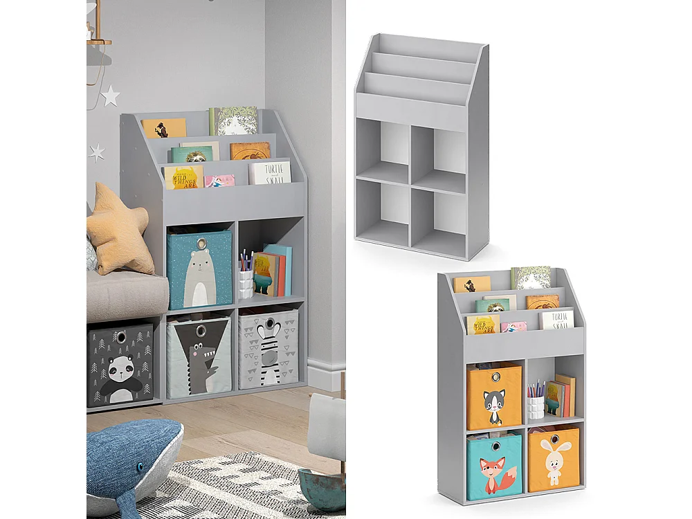 Bibliothèque enfant gris 72x31.2x114.2 luigi