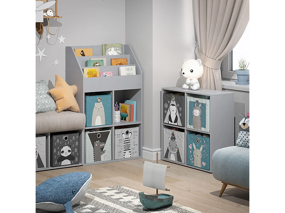 Bibliothèque enfant gris 72x31.2x114.2 luigi
