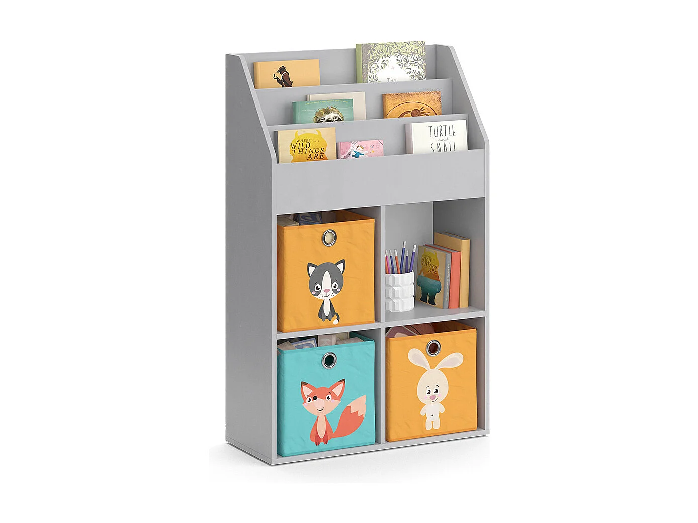 Bibliothèque enfant gris 72x31.2x114.2 luigi