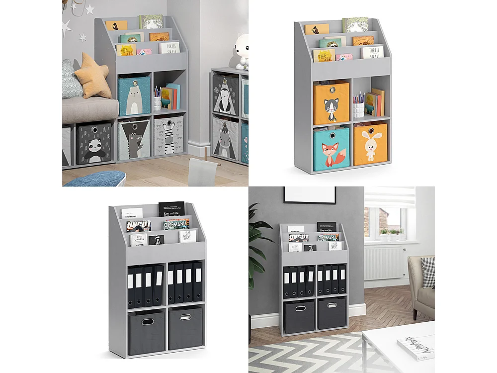 Bibliothèque enfant gris 72x31.2x114.2 luigi