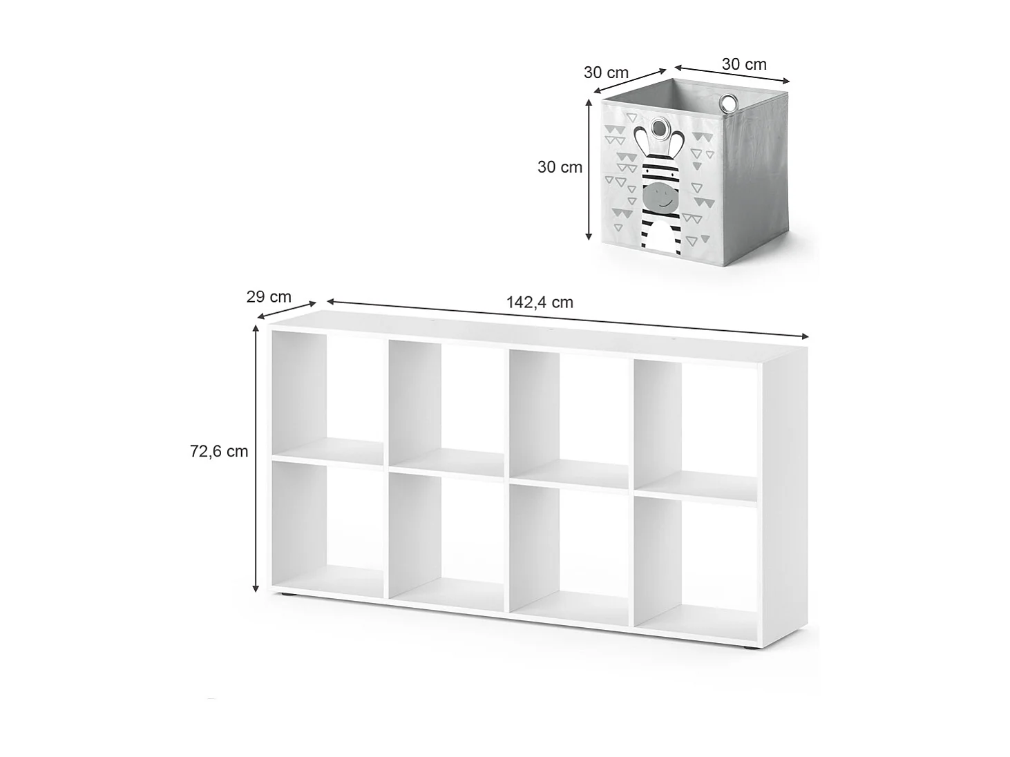 Bibliothèque enfant blanc 143x29x72 scutum