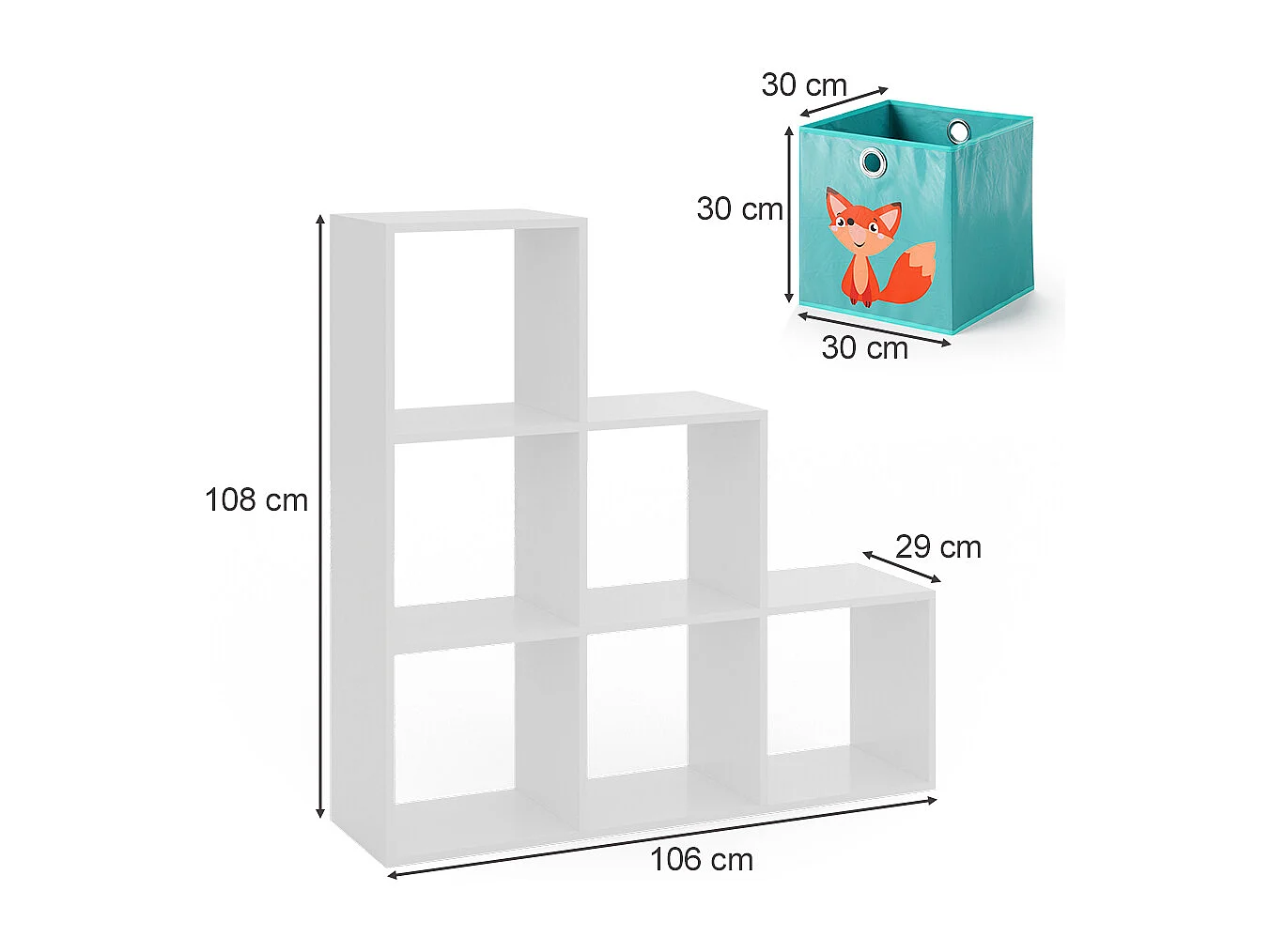 Treppenregal weiß 107.2x29x107.8