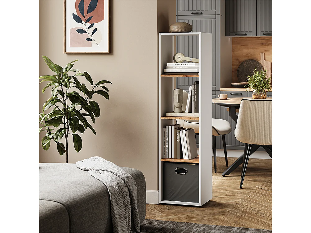 Meuble de rangement cube chêne blanc/force de lor 36.8x33.8x144.9 ludus