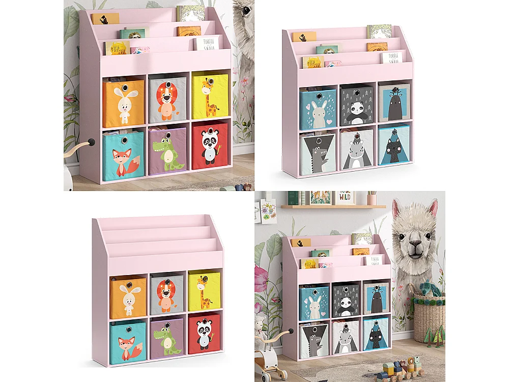 Kinderboekenkast roze 107.2x31.2x114.2 luigi