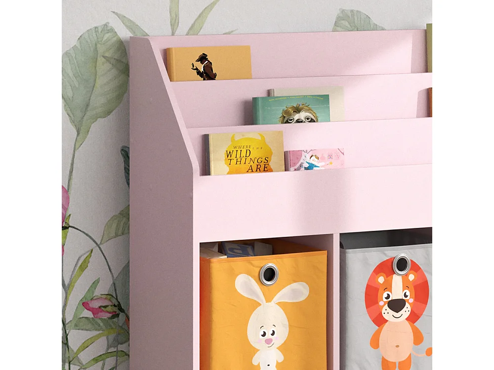 Bibliothèque enfant rose 107.2x31.2x114.2 luigi