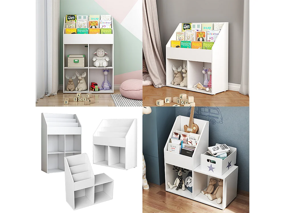 Bibliothèque enfant blanc 72x30.2x111 conny