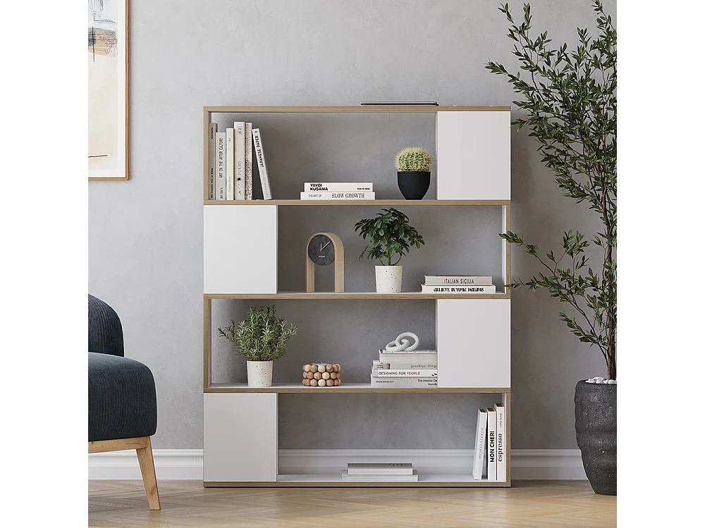 Divisorio per ambienti bianco/quercia 100x24x124.5 eneos