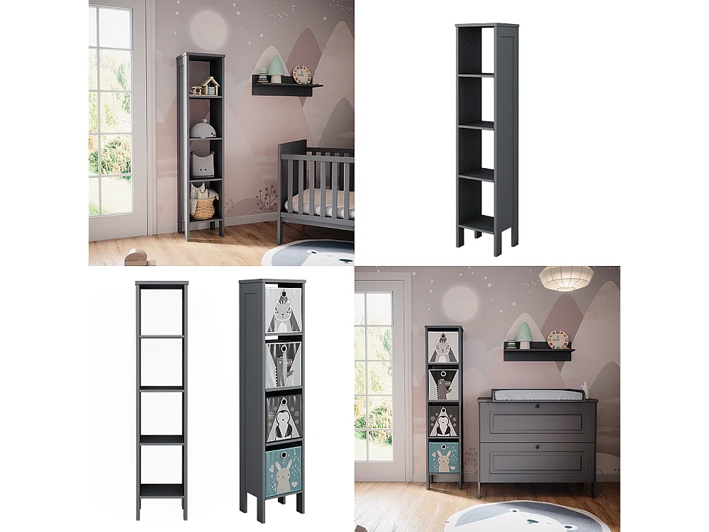 Scaffale per bambini grigio 35.2x30.6x159.5 ajaton