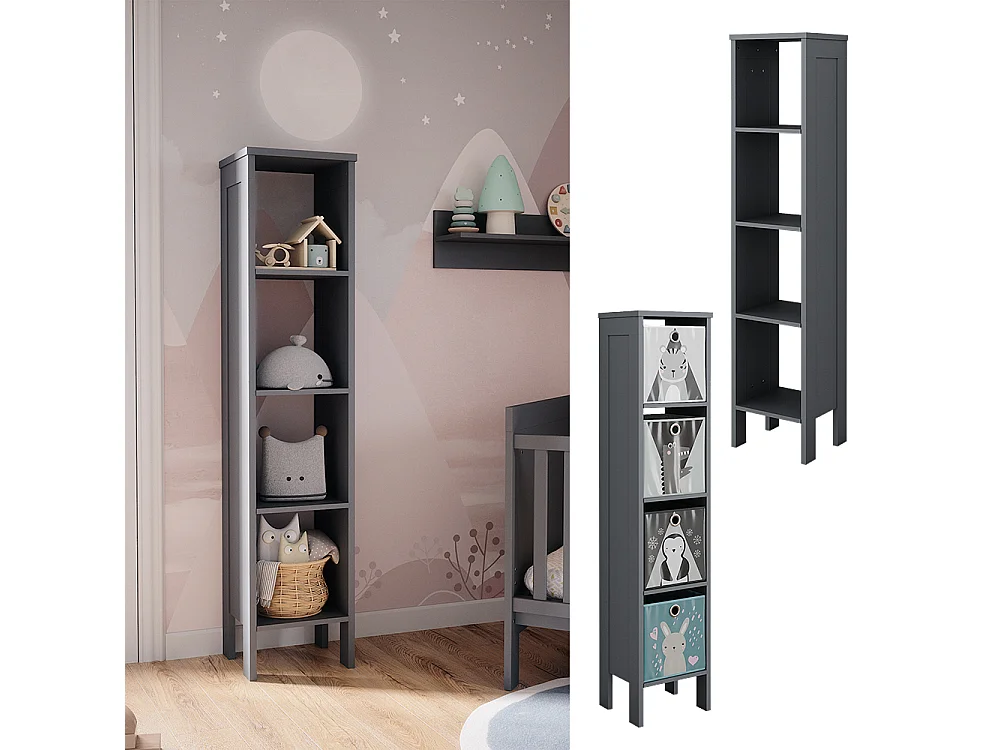 Étagère pour enfants gris 35.2x30.6x159.5 ajaton