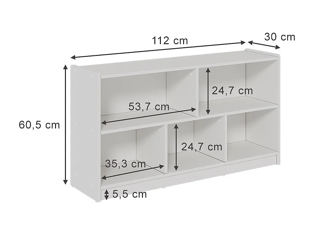 Kinderregal weiß 112x30x60.5 conny