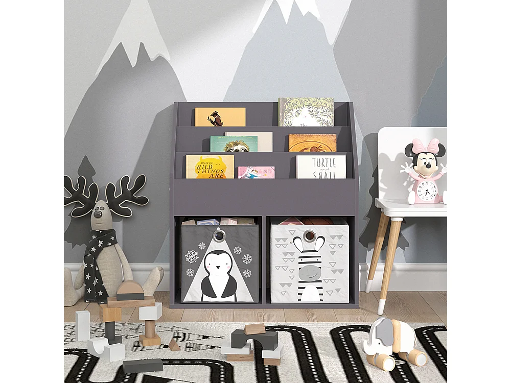 Bibliothèque enfant gris 72x30.7x79 luigi