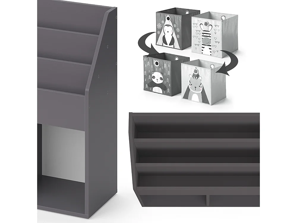 Bibliothèque enfant gris 72x30.7x79 luigi