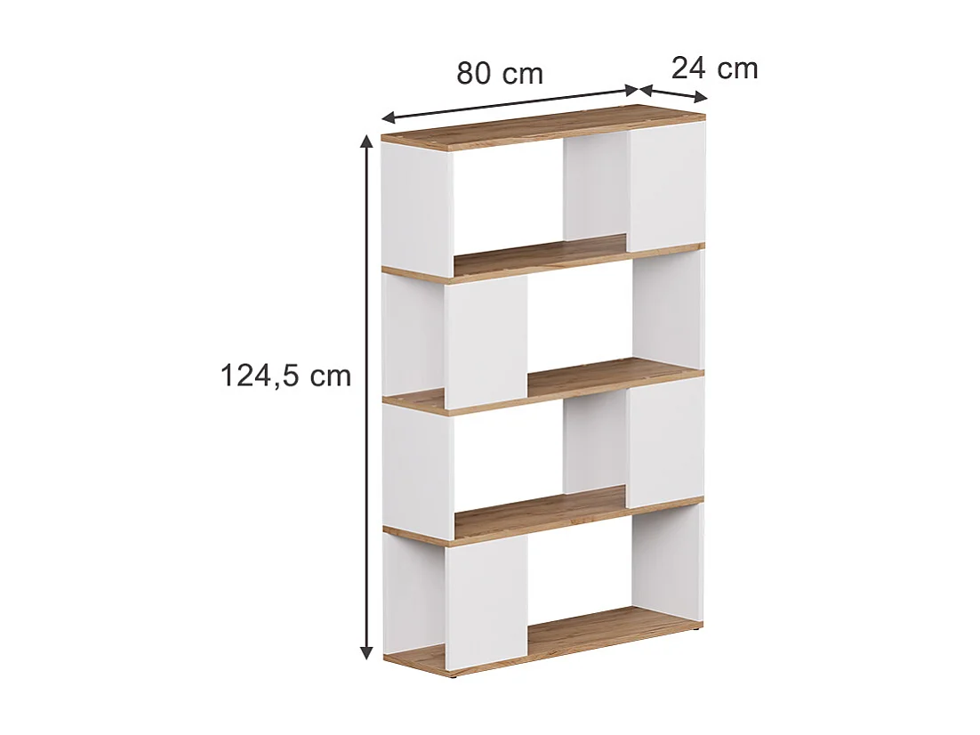 Rozdzielacz pokoju biały/złoty dąb 80x24x124.5 eneos