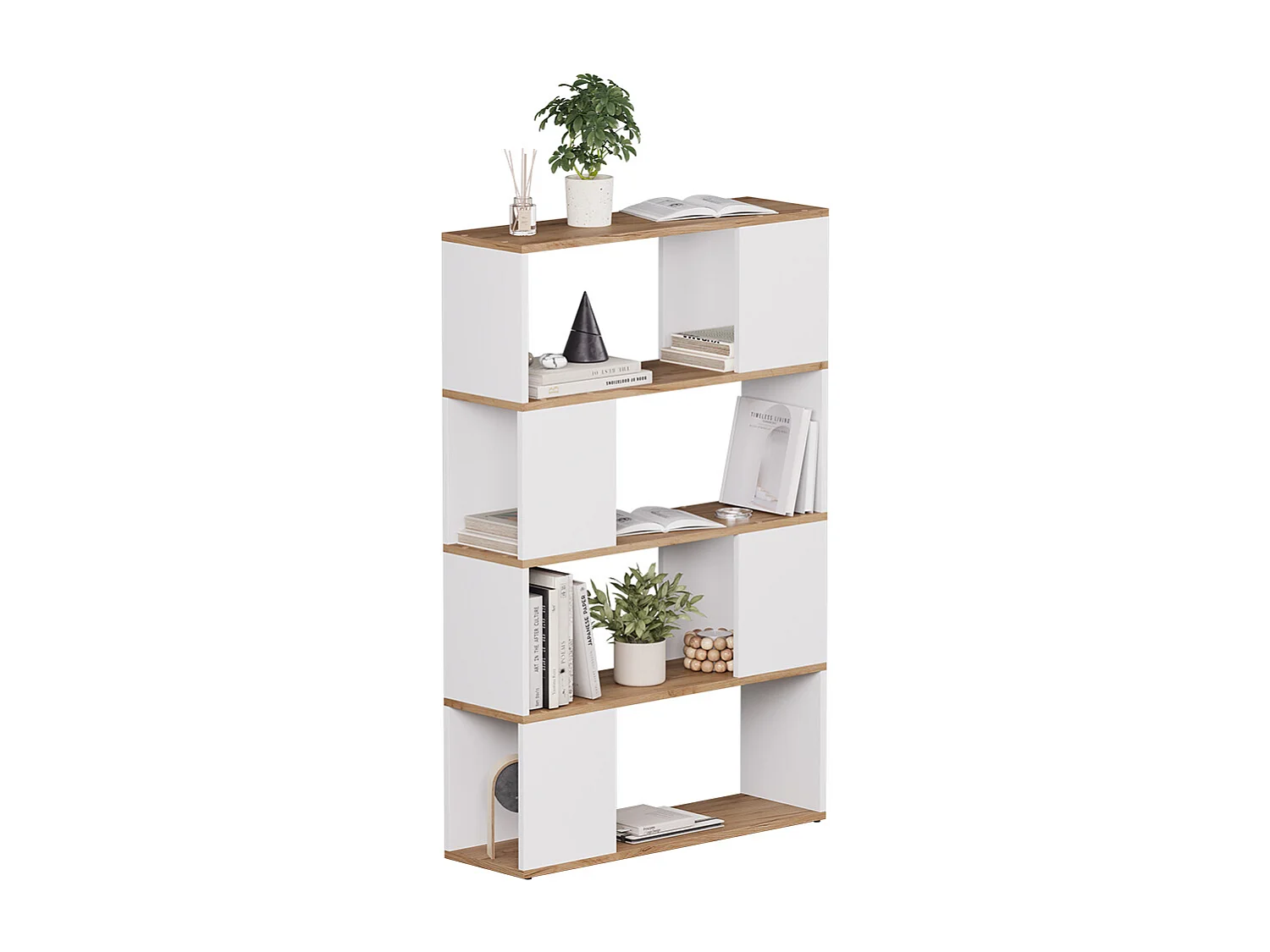 Rozdzielacz pokoju biały/złoty dąb 80x24x124.5 eneos