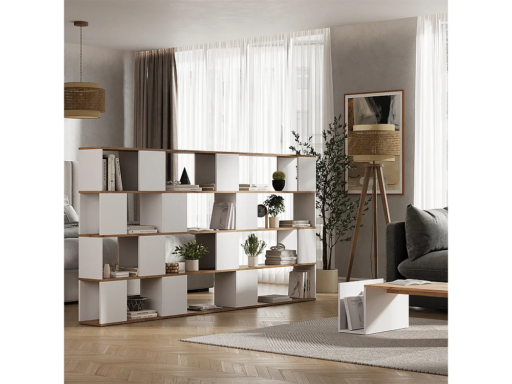 Rozdzielacz pokoju biały/złoty dąb 80x24x124.5 eneos