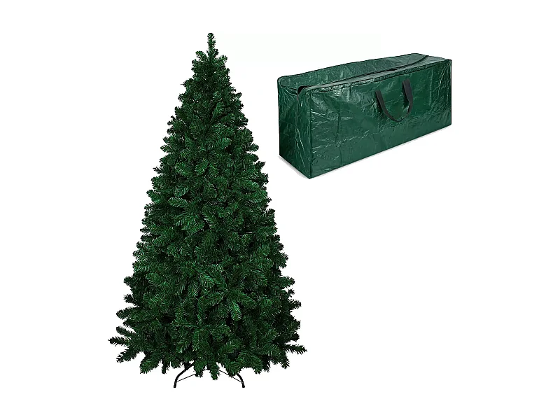 Albero Di Natale 270 Cm Con Sacca Effetto Reale 2243 Rami Foltissimo Molto Folto Rami A Gancio Base A Croce In Metallo Doppia Foglia In PVC 270 Cm