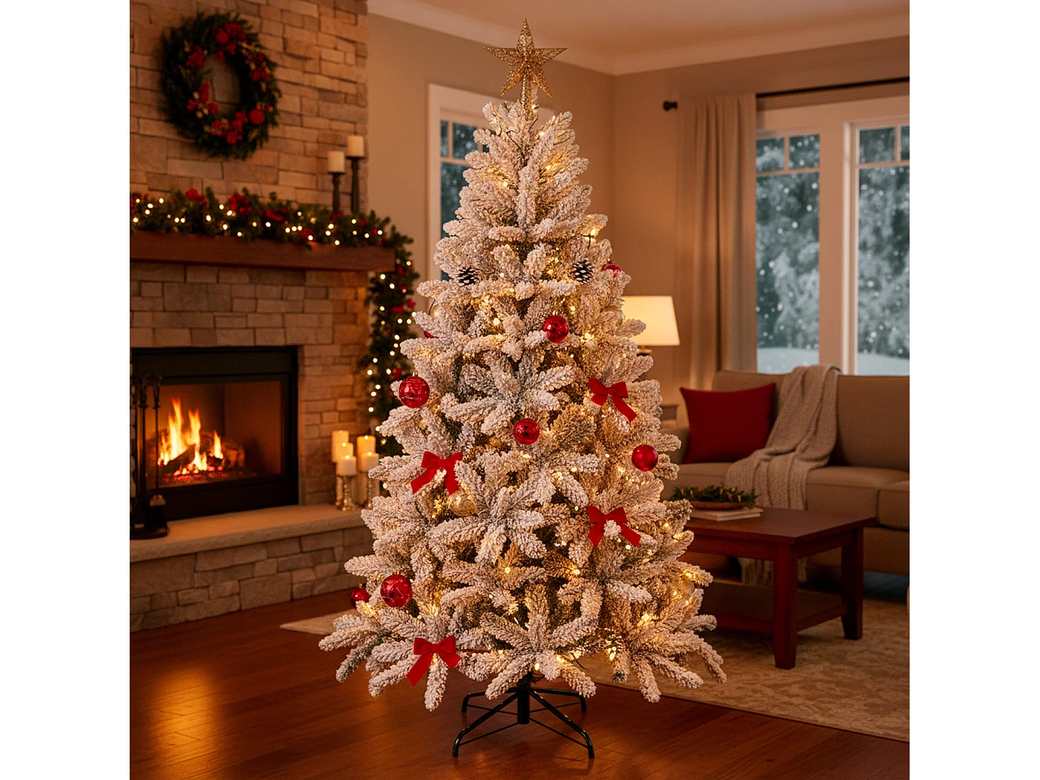 Albero Di Natale Innevato 210 Cm Sacca Effetto Reale 1078 Rami Foltissimo Rami A Gancio Base Croce Sicura Doppia Foglia Colorata 210 Cm 1078 Rami