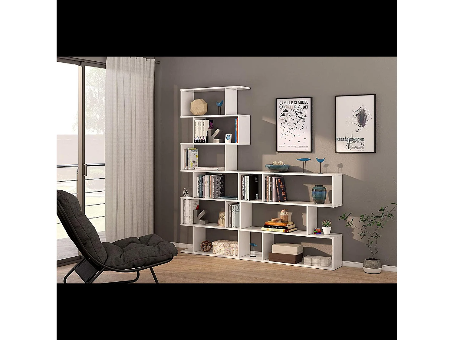 Libreria Friburgo Design Scaffale Mensola Moderna Bianca Mobile per Libri con Ripiani per Soggiorno Salotto 192 x 80 x 25 cm (Colore Bianco)