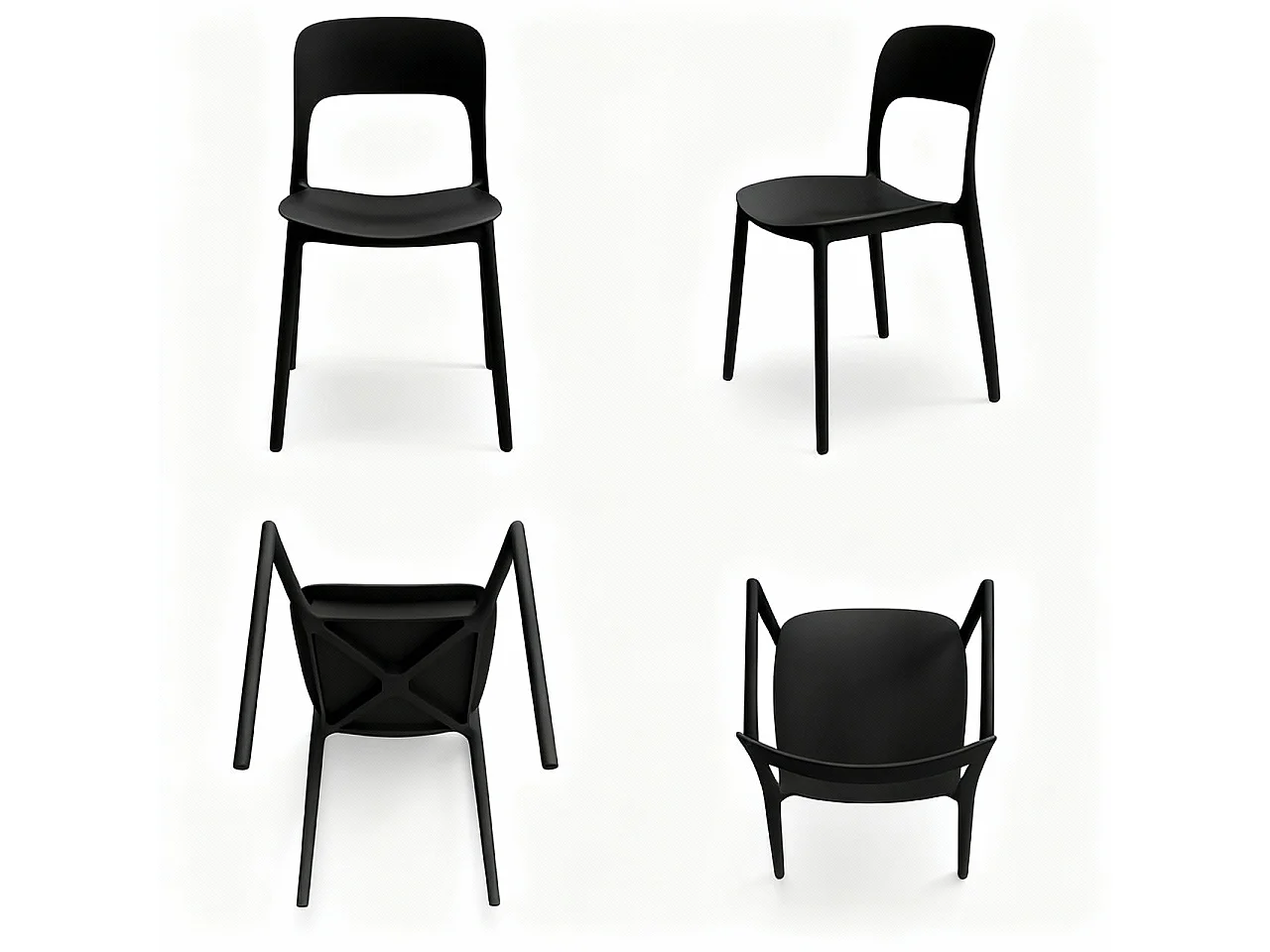 Set 4 Sedie Da Giardino In Polipropilene Impilabili Leggere E Resistenti Ideali Per Esterni Terrazze Giardini Bar Dehors Ristoranti 41 x 82,5 x 52 cm Nero
